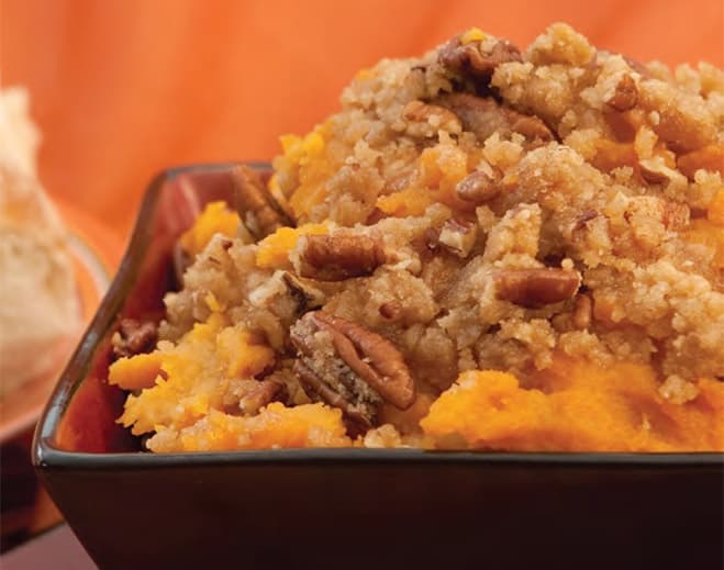 Sweet potato casserole with pecan topping