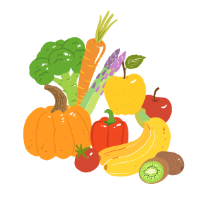Assorted fruits and vegetables illustration