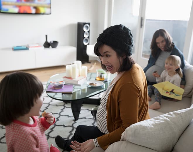 Family spending time together in living room