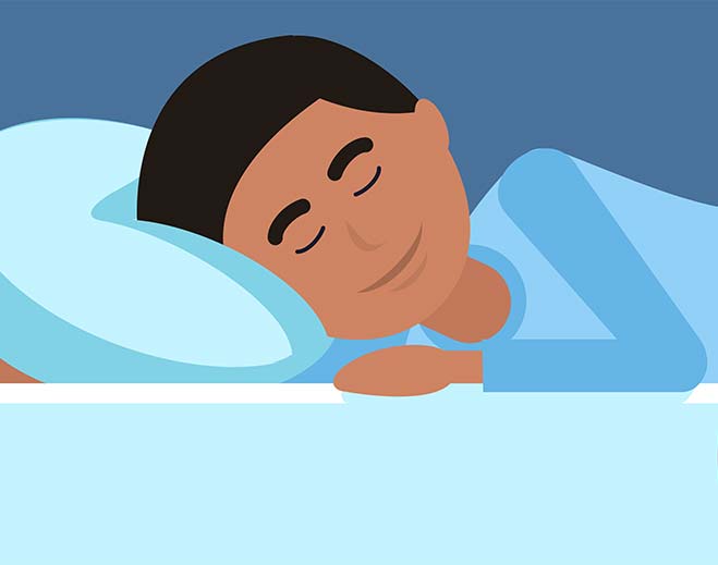 Illustration of person sleeping on pillow