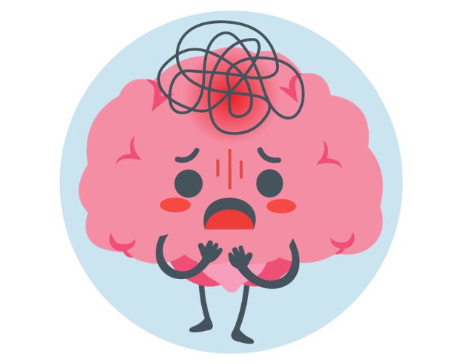 Illustrated brain representing mental health confusion