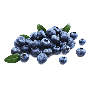 blueberries Fresh blueberries with green leaves