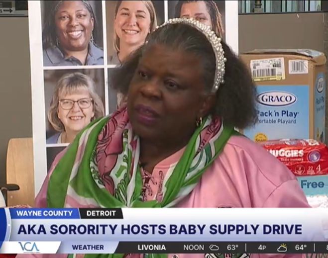 Baby supply drive interview scene