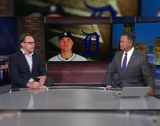 Television sports interview studio scene