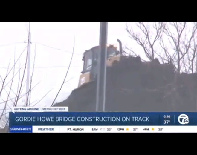 Bridge construction site with machinery