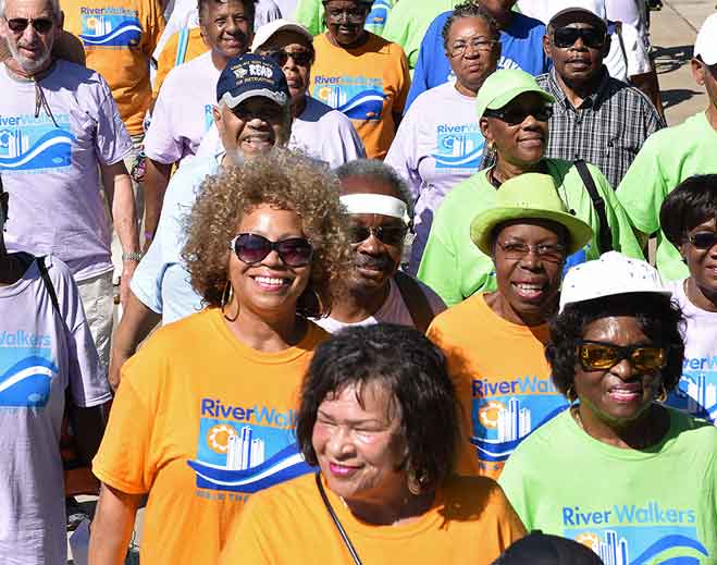 Community walking group at outdoor event