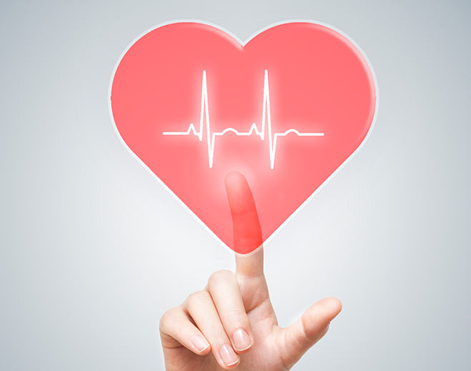 Heart with ECG line touch interface