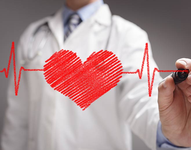 Heartbeat line with heart illustration
