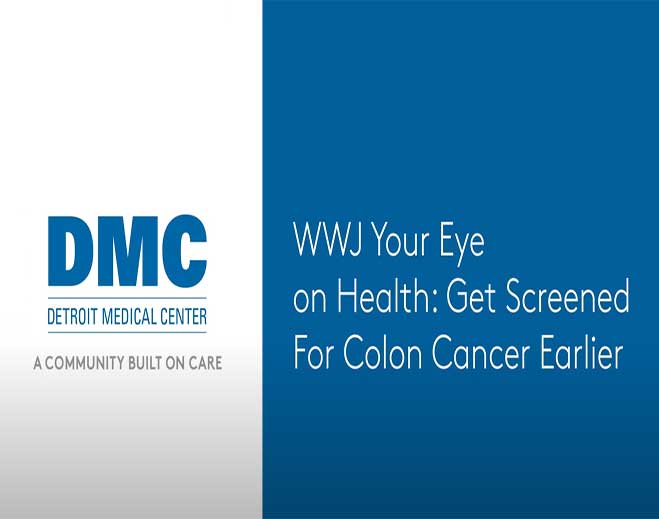 DMC colon cancer screening awareness graphic