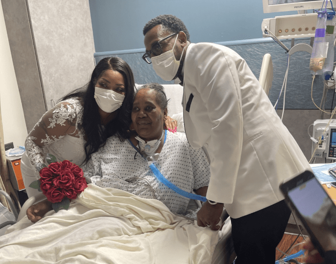 Hospital patient with visiting family