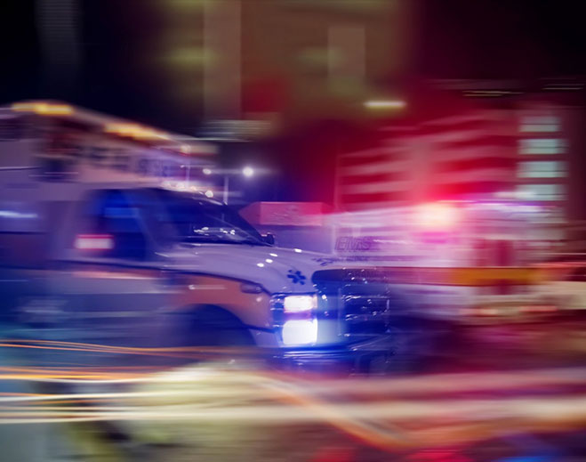 Ambulance speeding with emergency lights