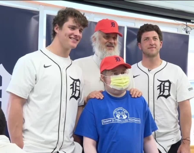 Detroit Tigers players with patient