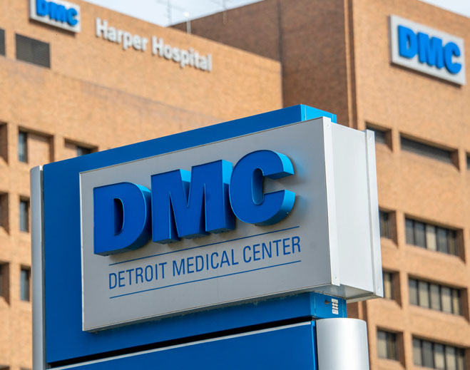DMC Hospital exterior signage