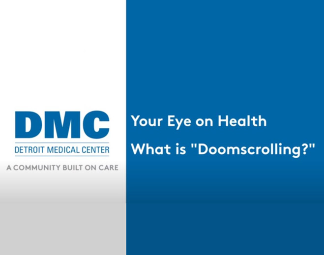 DMC doomscrolling mental health graphic