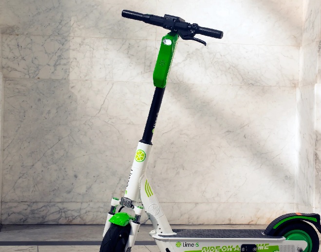 Lime electric scooter indoors
