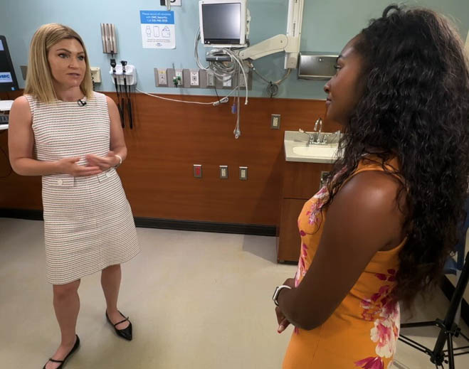 Healthcare interview inside hospital room