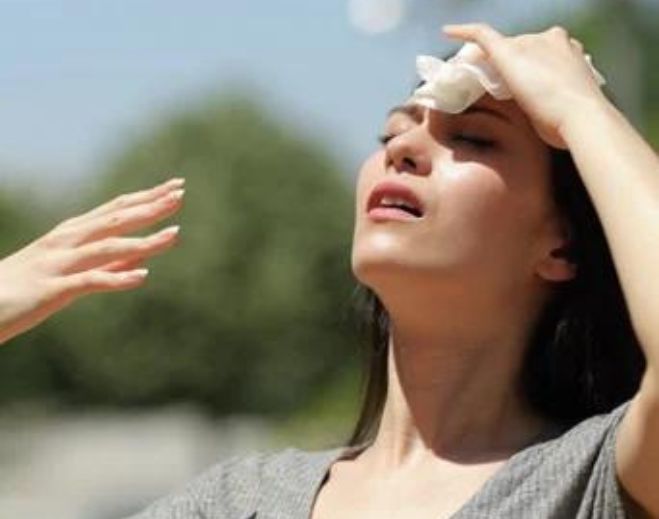 Person cooling down in heat