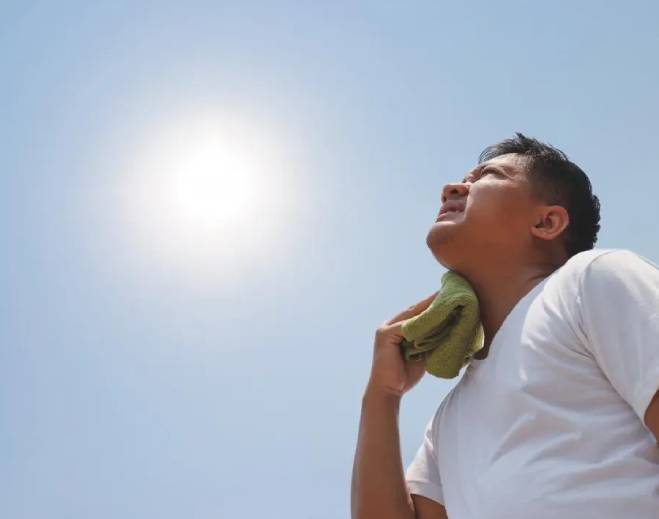 Person cooling down in hot weather