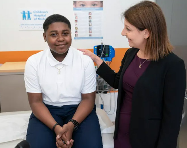 Pediatric patient with healthcare provider