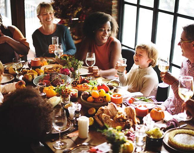 Family gathered for holiday dinner