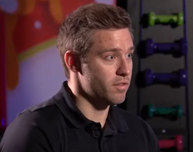 Person speaking during television interview