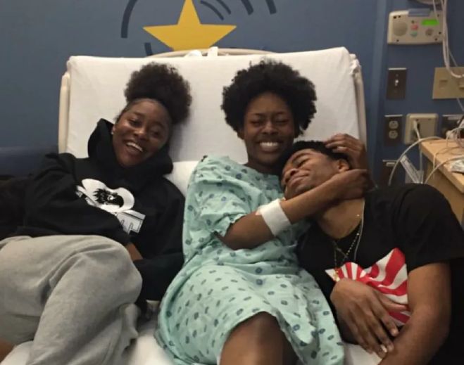 Family gathered in hospital room