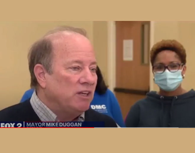 News interview with public official speaking