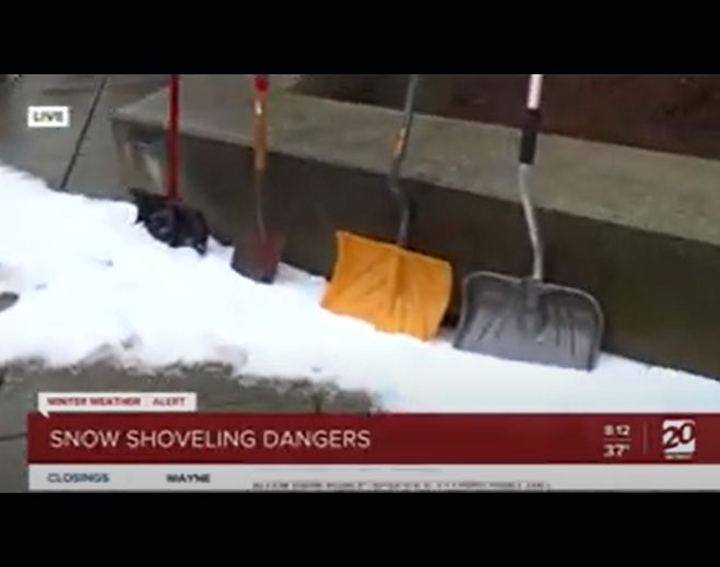 Snow shoveling dangers news segment