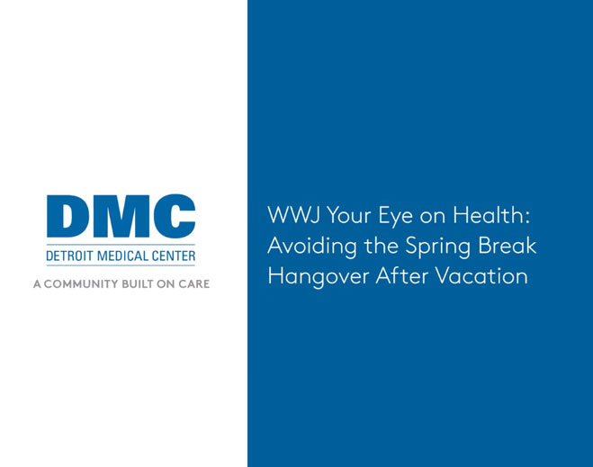 DMC spring break hangover awareness graphic