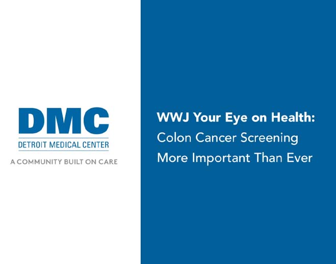 DMC colon cancer screening awareness graphic