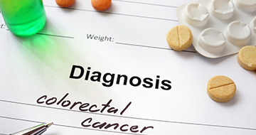 Colorectal cancer diagnosis form with pills
