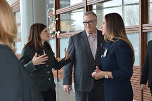 Congresswoman Haley Stevens visiting with DMC employees