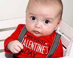 Lachlan in Valentine's Day shirt